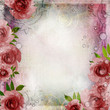 Vintage pink and green background with roses ( 1 of set)