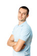 Portrait of happy smiling young man, isolated on white