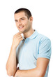 Portrait of happy smiling young man, isolated on white