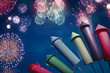 colorful fireworks setup at night