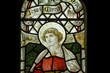 Beautiful stained glass window detail in 15th Century Saxon chur