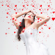 beautiful brunette and hearts