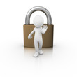 Illustration: Man with a padlock behind Man with a padlock behind