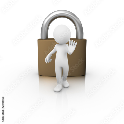 Illustration: Man with a padlock behind Man with a padlock behind