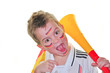 Fussballfan mit Vuvuzela
