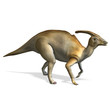 Dinosaur Parasaurolophus. 3D rendering with clipping path and Dinosaur Parasaurolophus. 3D rendering with clipping path and