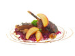 gans mit rotkohl, äpfel und kastanien