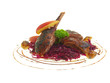 gans mit rotkohl, äpfel und kastanien