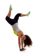 sporty woman standing on hands