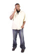 Black Businessman talking on a cell phone Black Businessman talking on a cell phone