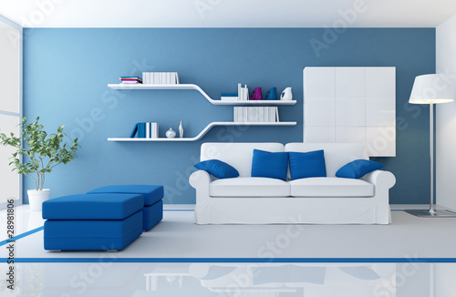 Illustration: modern blue interior modern blue interior