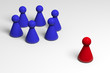 Conceptual picture - red pawn as a stranger Conceptual picture - red pawn as a stranger