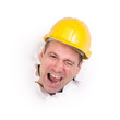 Foto: craftsman with his head in a hole in the wall craftsman with his head in a hole in the wall