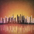 An Artistic Vintage Grunge Cityscape with Reflection