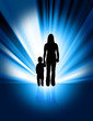 silhouette of mother and child