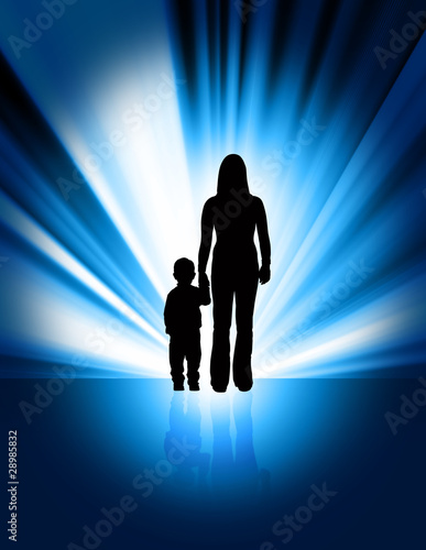 Illustration: silhouette of mother and child silhouette of mother and child