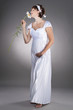 beautiful pregnant bride in wedding dress