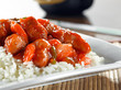 sweet and sour pork on rice