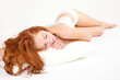 Foto: Portrait of sleeping woman with pillow Portrait of sleeping woman with pillow