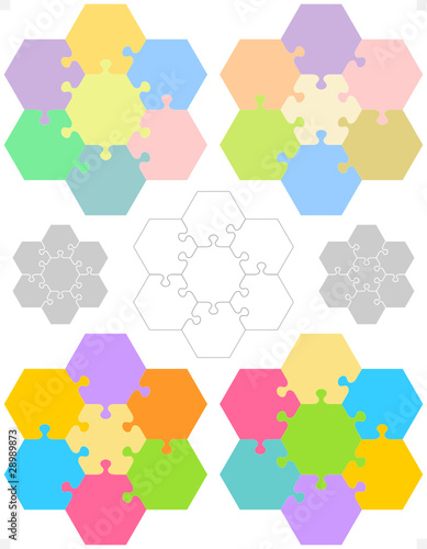jigsaw puzzle template. Hexagonal jigsaw puzzle