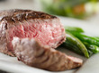 steak cooked rare and cut open to see