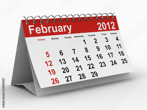 2012 calendar february. 2012 year calendar. February. Isolated 3D image Â© Sergey Ilin #28992007. 2012 year calendar. February. Isolated 3D image