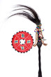 Masai sheathed spear head and beaded mat from East Africa. Masai sheathed spear head and beaded mat from East Africa.