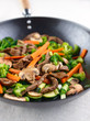 colorful stirfry in a wok