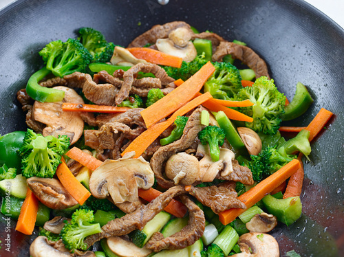 Photo: overhead view of colorful stirfry overhead view of colorful stirfry
