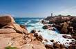 rose lighthouse on Pink Granite Coast in France