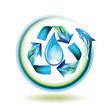 Ecology icon with drop and dolphins