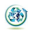 Ecology icon with dolphins, recycle water