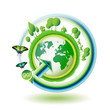 Green earth with butterflies