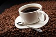 coffee beans with white cup