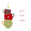 Cute teacups. Greeting card Cute teacups. Greeting card