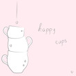 Illustration of hand drawn happy cups Illustration of hand drawn happy cups