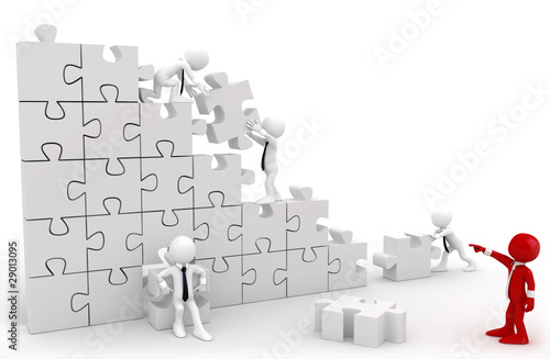 Illustration: Director and employees working together Director and employees working together
