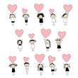 Cute girls with valentine hearts for your design