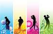 Vektor: Golf players silhouettes Golf players silhouettes