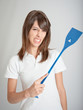 Girl with flyswatter