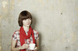 Attractive woman drinking coffee