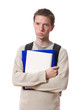 Photo: bored student isolated on white background bored student isolated on white background