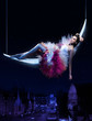 Beauty brunette lying on the crescent moon