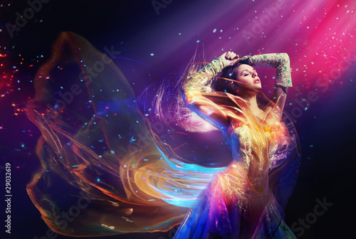 Beauty woman wearing gorgeous dress