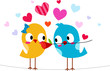 Lovebird Giving Another Lovebird a Flower