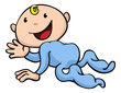 Happy cute baby crawling and waving