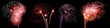 Collection of Multicolored Fireworks with Rocket Trails