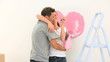 Beautiful couple painting together