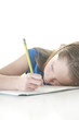 Young girl working on homework