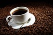 coffee beans with white cup